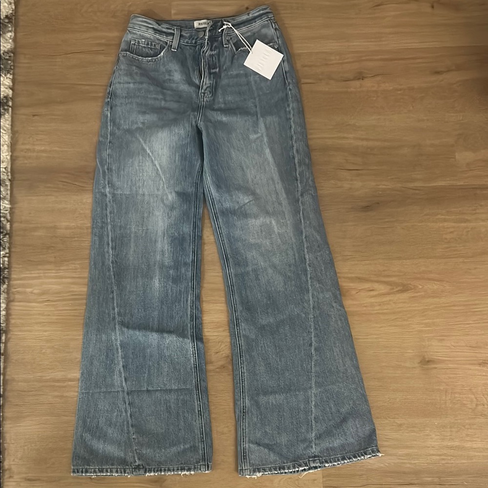 Pistola Blue Flare Wide-Leg Jeans